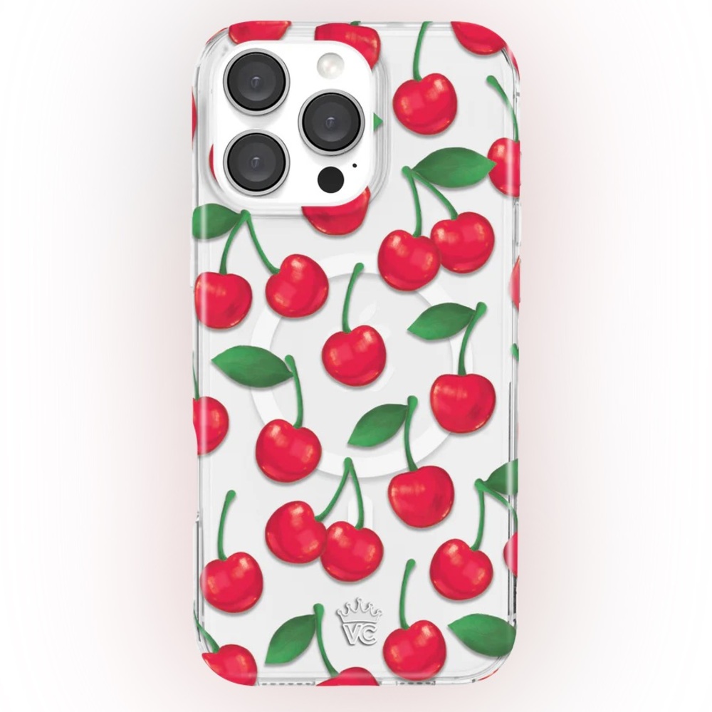 15 pro max Cherry Pattern Clear Phone Case